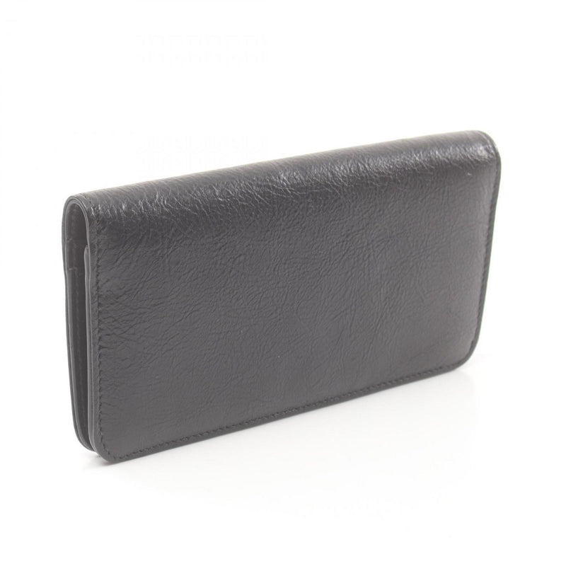 BALENCIAGA Monaco Bi-fold Long Wallet Leather Men's Women's Black 7654282AAXB1000