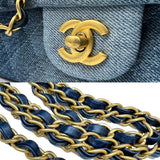 CHANEL Chanel Matelasse Chain Shoulder Bag Denim Blue Handbag Compact Women's