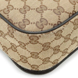 GUCCI GG canvas shoulder bag leather khaki beige dark brown 449172