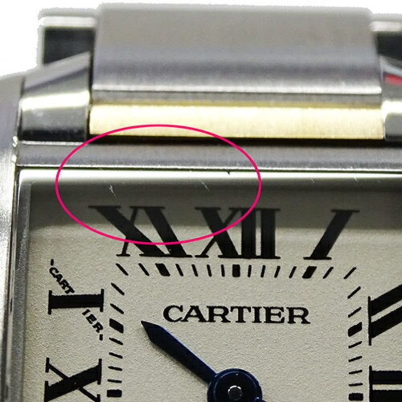 Cartier Women's Watch Tank Francaise SM Quartz Stainless Steel SS Gold YG Combi W51007Q4 Square Polished