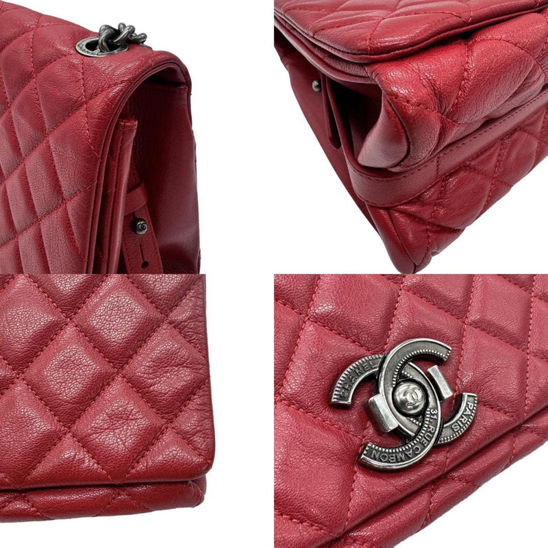 CHANEL Shoulder Bag Leather Red Women's z0763