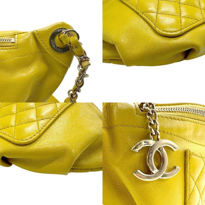 CHANEL Body Bag Belt Matelasse Leather Yellow Gold Women's z2285