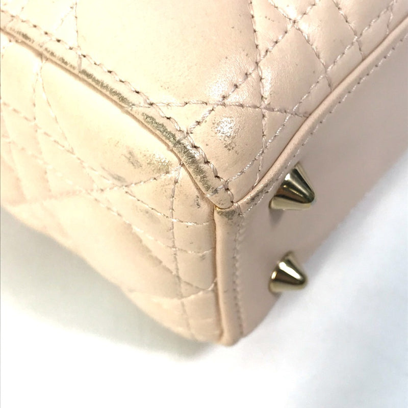 CHRISTIAN DIOR Mini 2WAY Hand Bag Pink Beige Beige