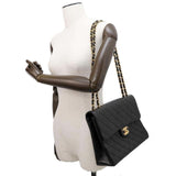 Chanel Chain Shoulder Bag Matelasse 30 Single Flap Lambskin CHANEL Black