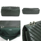 CHANEL Shoulder Bag V Stitch x Matelasse Leather Dark Green Silver Women's e58881a