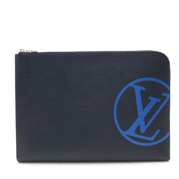 LOUIS VUITTON Epi LV Circle Pochette Jour GM Clutch Bag Second Blue Marine Navy M68199