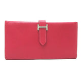 Hermes Bearn Classic □G stamp 2003 Ladies long wallet Chevre Red