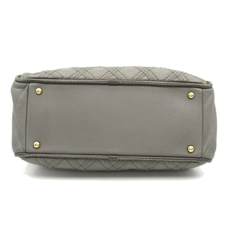 CHANEL Chain Shoulder Bag Leather Women's Grey