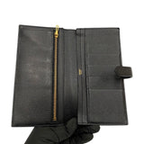 HERMES Bearn Souffle Vaux Epson Leather Genuine Bifold Long Wallet Black