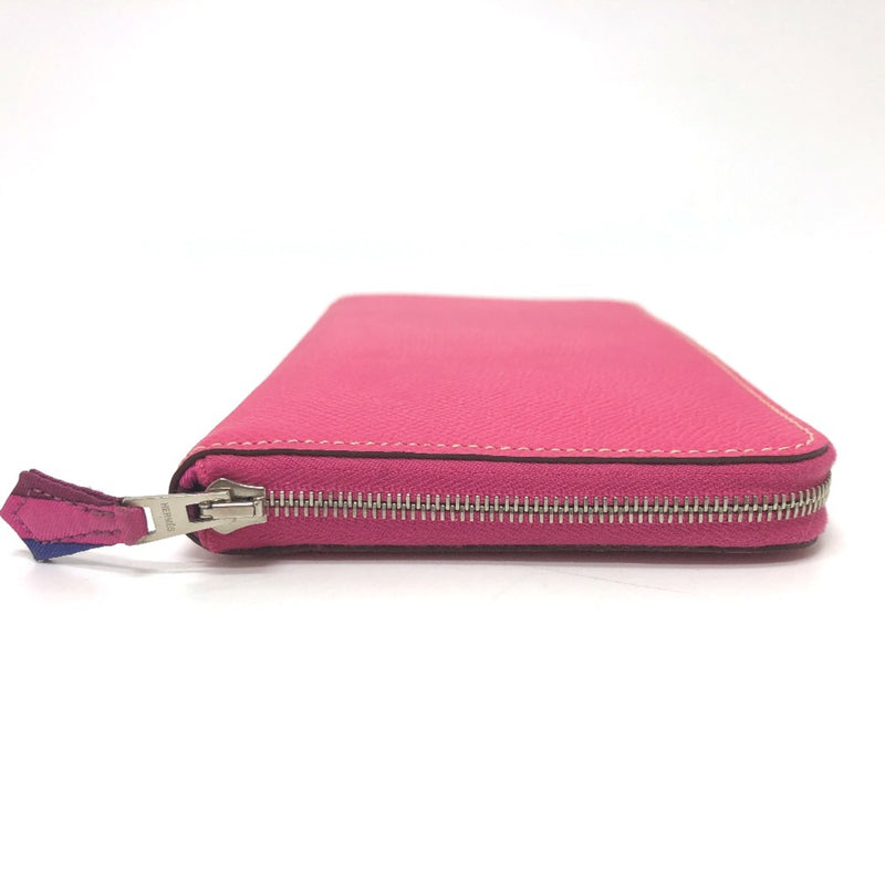 Hermes Zip Around Long Wallet pink SilverHardware