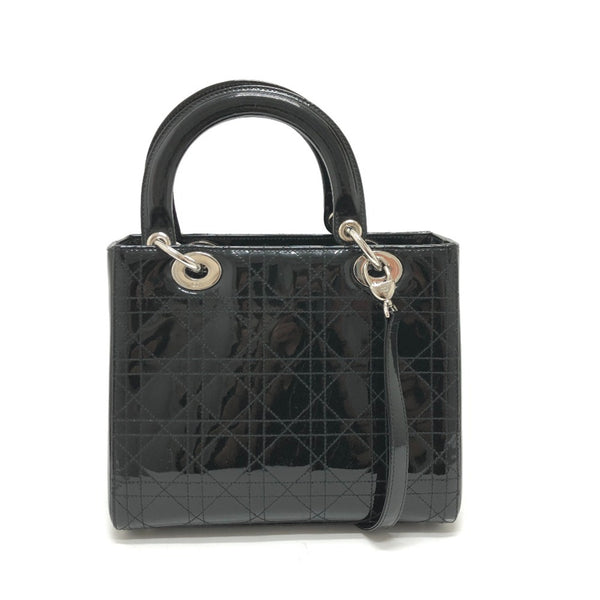 CHRISTIAN DIOR Cannage 2WAY bag Hand Bag Black SilverHardware