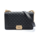 CHANEL Boy Chanel Shoulder Bag, Lambskin, Women's, Black