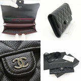 Chanel Classic Long Flap Wallet Caviar Skin Black AP0241 Matelasse