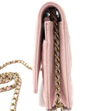 CHANEL AP0250 Coco Mark CC Chain Wallet Long Pouch Pochette Shoulder Bag Caviar Skin Women's Pink