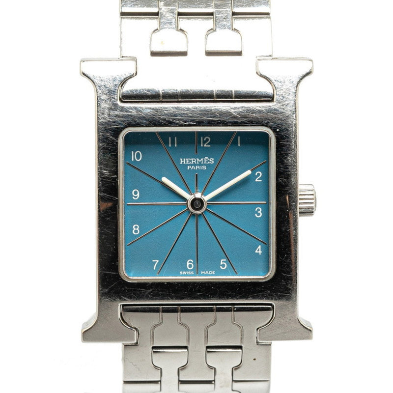 Hermes H Watch Wristwatch HH1.210 Quartz Blue Dial Stainless Steel Ladies HERMES