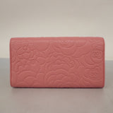 Chanel long wallet camellia leather pink ladies