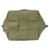 BOTTEGA VENETA Bag Women's Shoulder Intrecciato Small Cassette Crossbody Bucket Lambskin Leather Travertine Green Beige Type