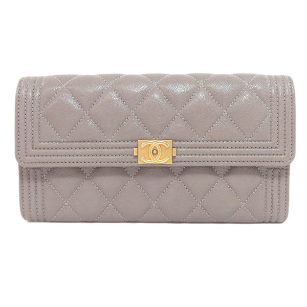 Chanel Boy Long Wallet Caviar Skin Women's CHANEL