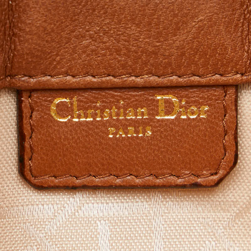 Christian Dior Dior Cannage Shoulder Bag Brown Leather Women's