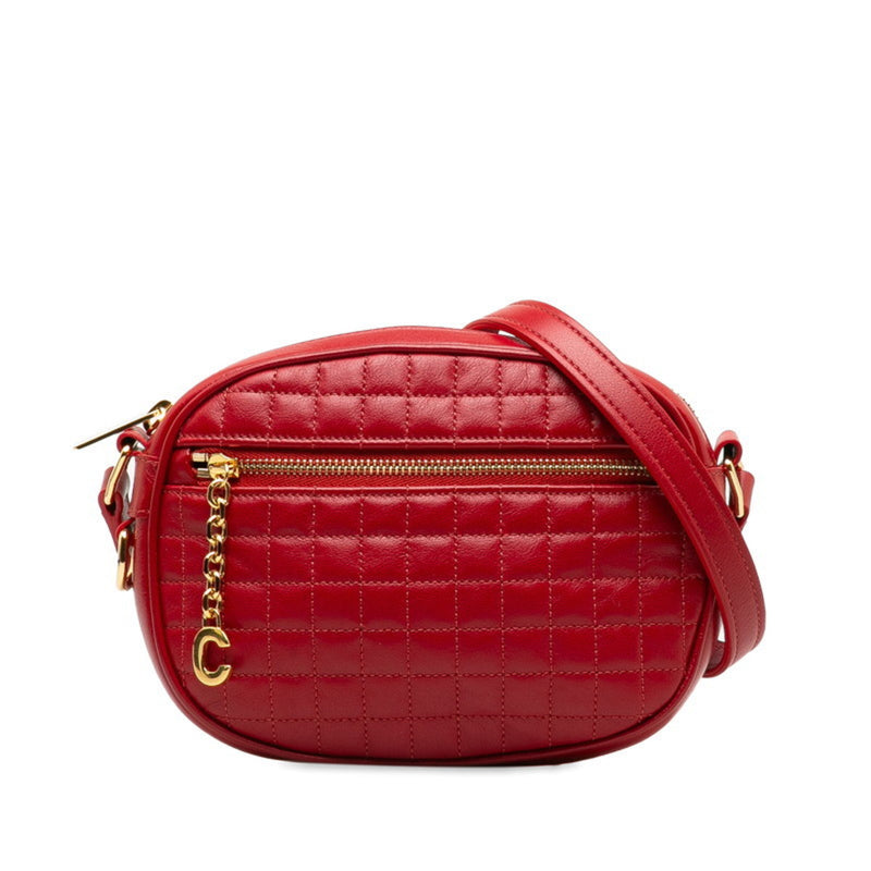 Celine C Small Camera Bag Shoulder Red Leather Women's CELINE