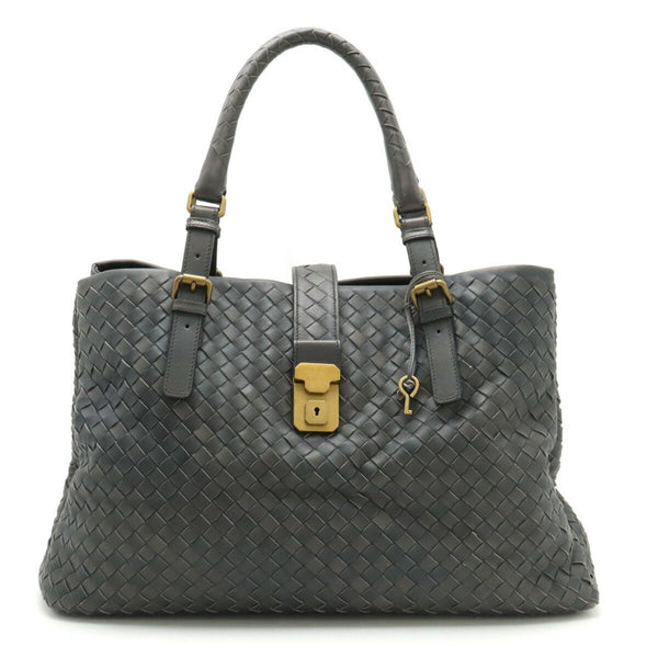 BOTTEGA VENETA Bottega Veneta Intrecciato Roma Bag Tote Shoulder Leather Dark Gray 171265