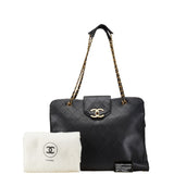 Chanel Bicolor Coco Mark Supermodel Bag Chain Tote Shoulder Black Lambskin Women's CHANEL