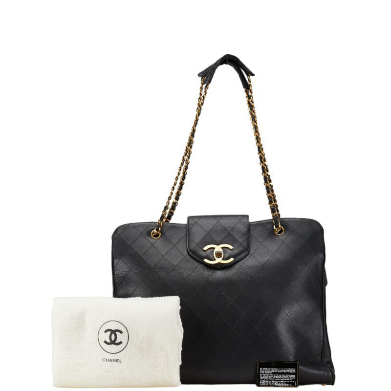 Chanel Bicolor Coco Mark Supermodel Bag Chain Tote Shoulder Black Lambskin Women's CHANEL