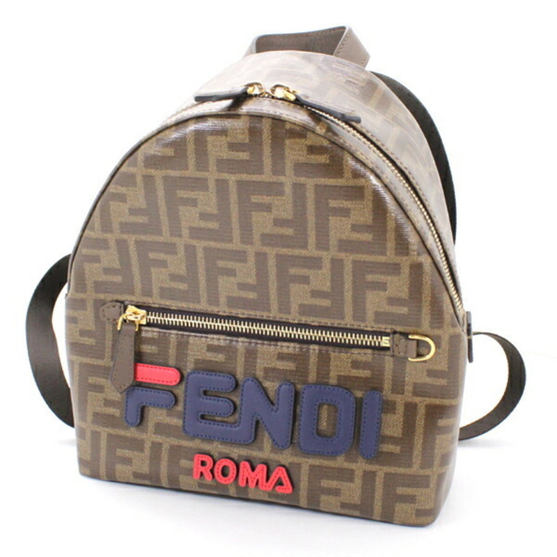 Fendi Fila Backpack FENDIxFILA Collaboration Brown FF Small Rucksack Daypack Women's 8BZ036 FENDI MANIA KM2278