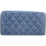 CHANEL Round Zipper Matelasse A80830 Long Wallet Denim Light Blue 083758