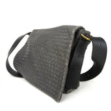 Bottega Veneta Shoulder Bag Intrecciato 161314 Leather Dark Grey Women's Men's BOTTEGAVENETA