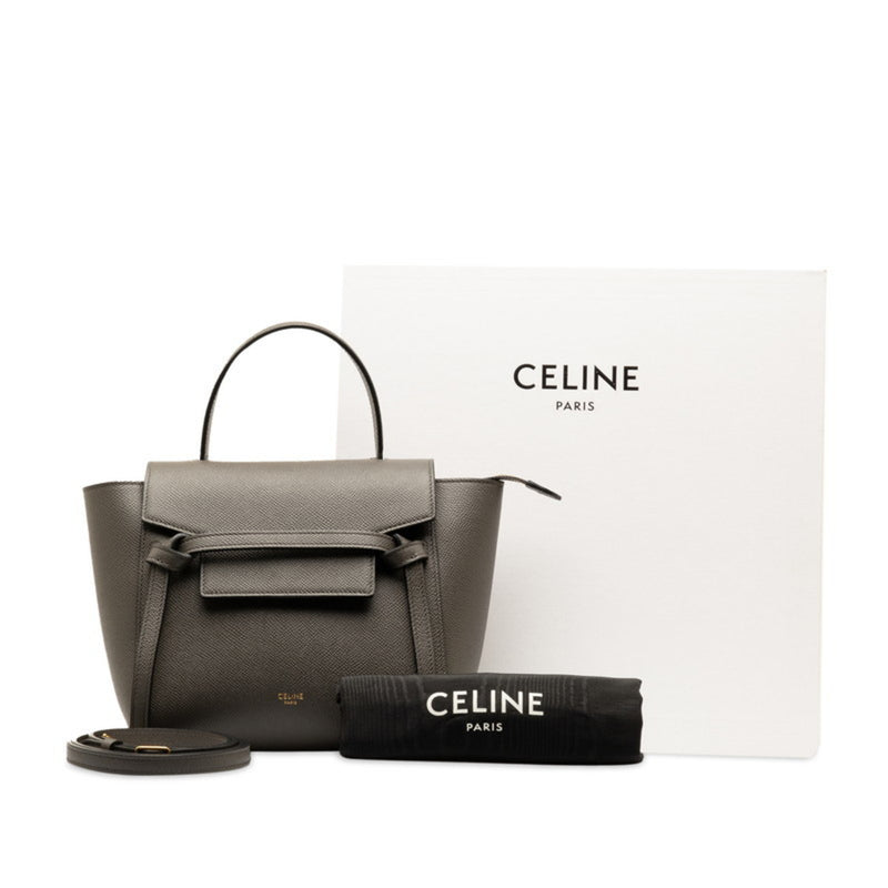 Celine Nano Belt Bag Handbag Shoulder S-AI-1282 Grey Leather Women's CELINE