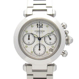 Cartier Pasha C Chrono Watch Stainless Steel Boys White W31039M7