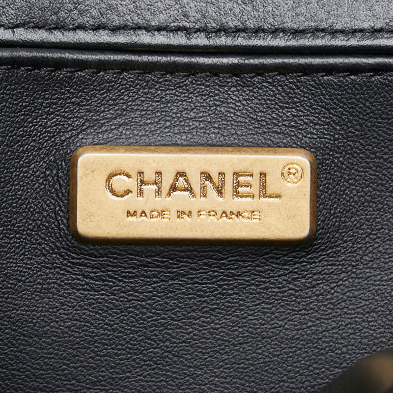 Chanel Boy Handbag Chain Shoulder Bag Black Leather Fur Women's CHANEL