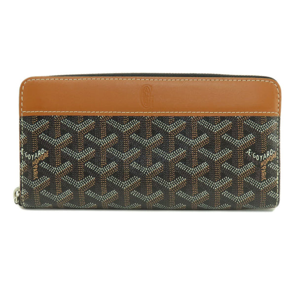 Goyard Zip GM Herringbone Pattern Long Wallet Coated Canvas Leather Women's