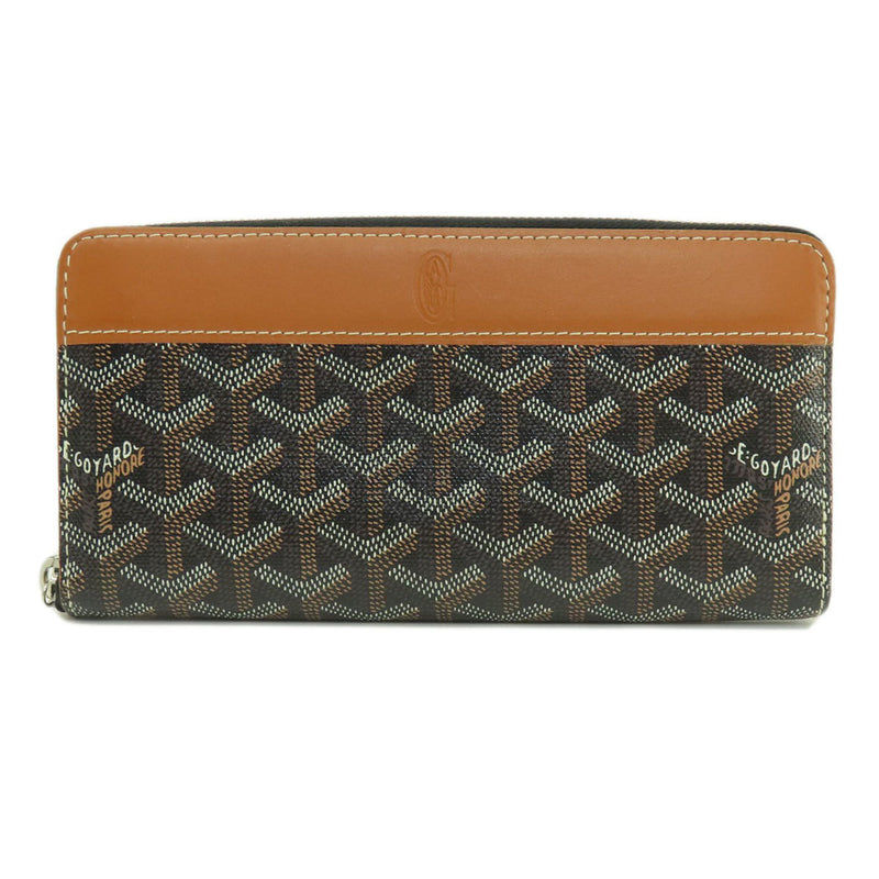 Goyard Zip GM Herringbone Pattern Long Wallet Coated Canvas Leather Women's