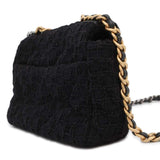 Chanel Chain Shoulder Bag 19 Flap Coco Mark Tweed AS1160 CHANEL Black