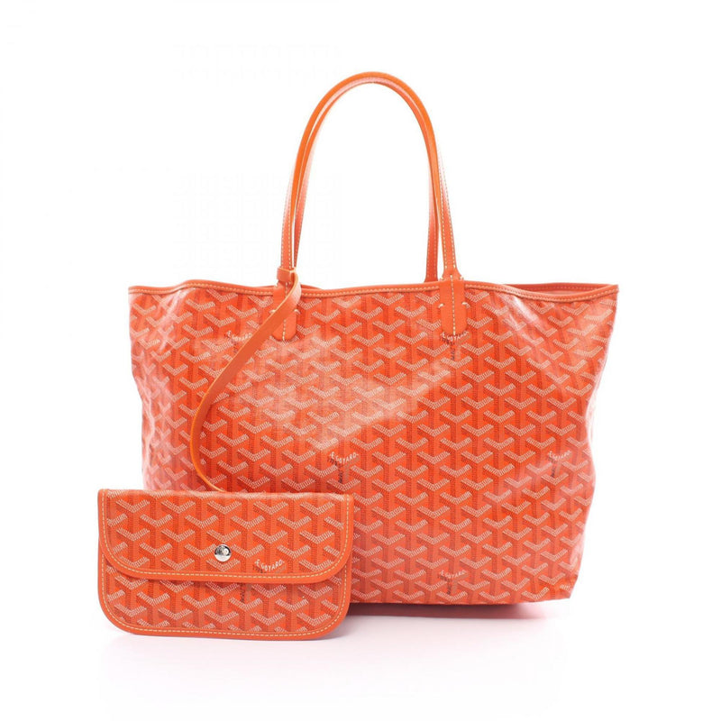 GOYARD Saint Louis PM Tote Bag, Coated Canvas, Leather, Women's, Orange, Black, White