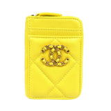 Chanel 19 Random Serial Lambskin Yellow Coin Case 1380CHANEL