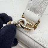 Chanel Chain Shoulder Bag Coco Mark Matelasse Vanity Caviar Skin CHANEL White