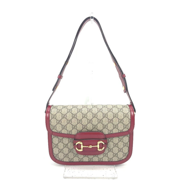 Gucci 602204 GG Supreme bag shawl Shoulder Bag Beige Red