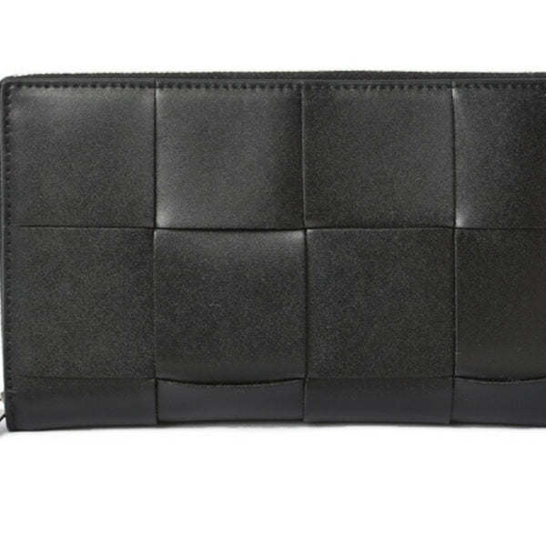 Bottega Veneta Wallet BOTTEGA VENETA Long Intrecciato Zip Up Around 649607 Calf Black