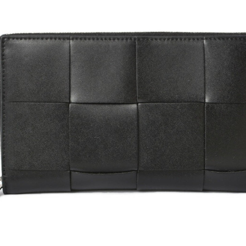 Bottega Veneta Wallet BOTTEGA VENETA Long Intrecciato Zip Up Around 649607 Calf Black