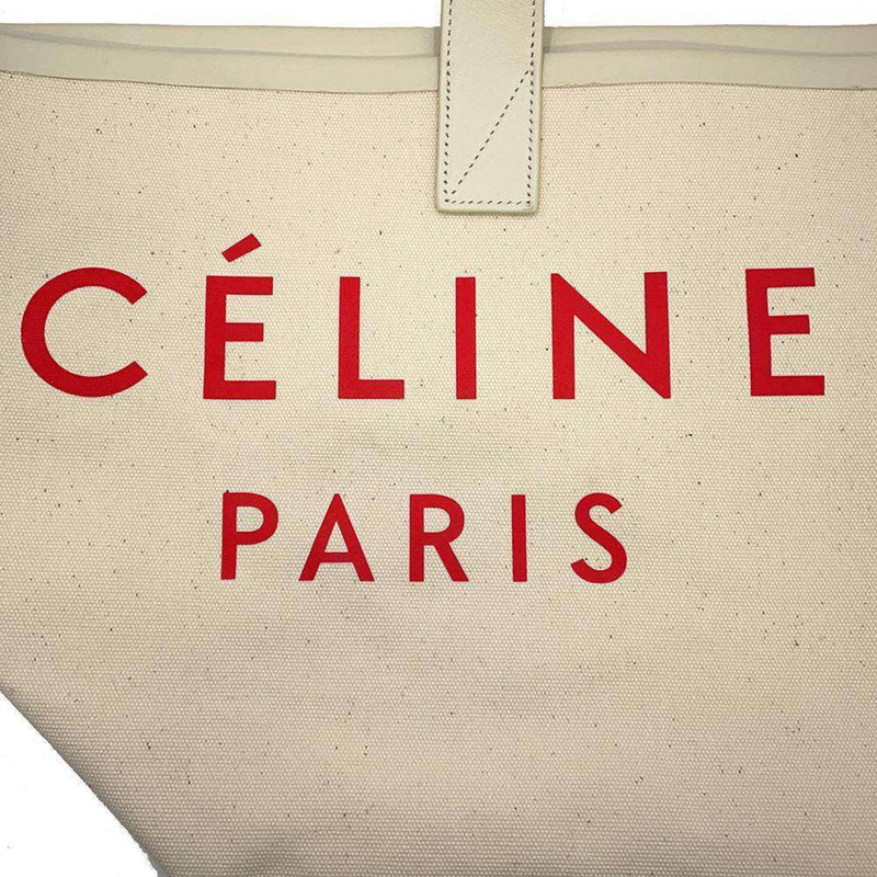 Celine Tote Bag Made in Small Canvas Leather 18608 CELINE Handbag White