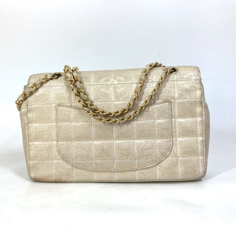 Chanel CC Mark CC Double Chain Crossbody Shoulder Bag Beige