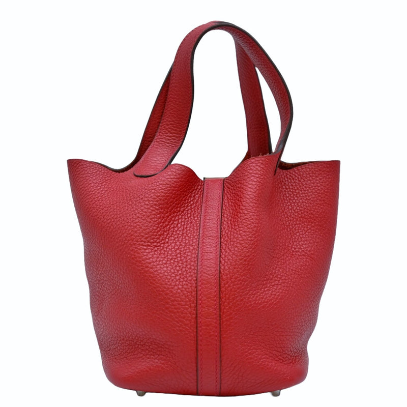 HERMES Picotin Lock PM Handbag Tote Bag Rouge Kazak Red Taurillon Clemence Leather