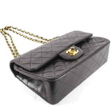 CHANEL W Flap Matelasse Chain Shoulder Bag Lambskin Black Women's