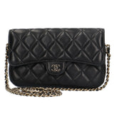 CHANEL Phone Case Matelasse Shoulder Bag Lambskin Black Ladies