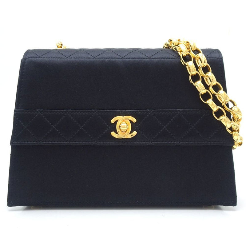 CHANEL Chain Shoulder Bag Satin Black 351743