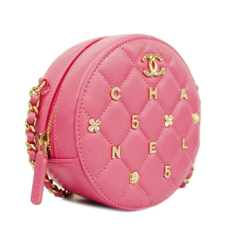 Chanel Shoulder Bag Matelasse Chain Lambskin Pink Ladies