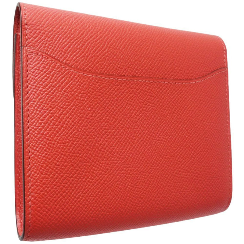 HERMES Hermes Bi-fold Wallet Constance Compact T Stamped Epsom Rouge 180596